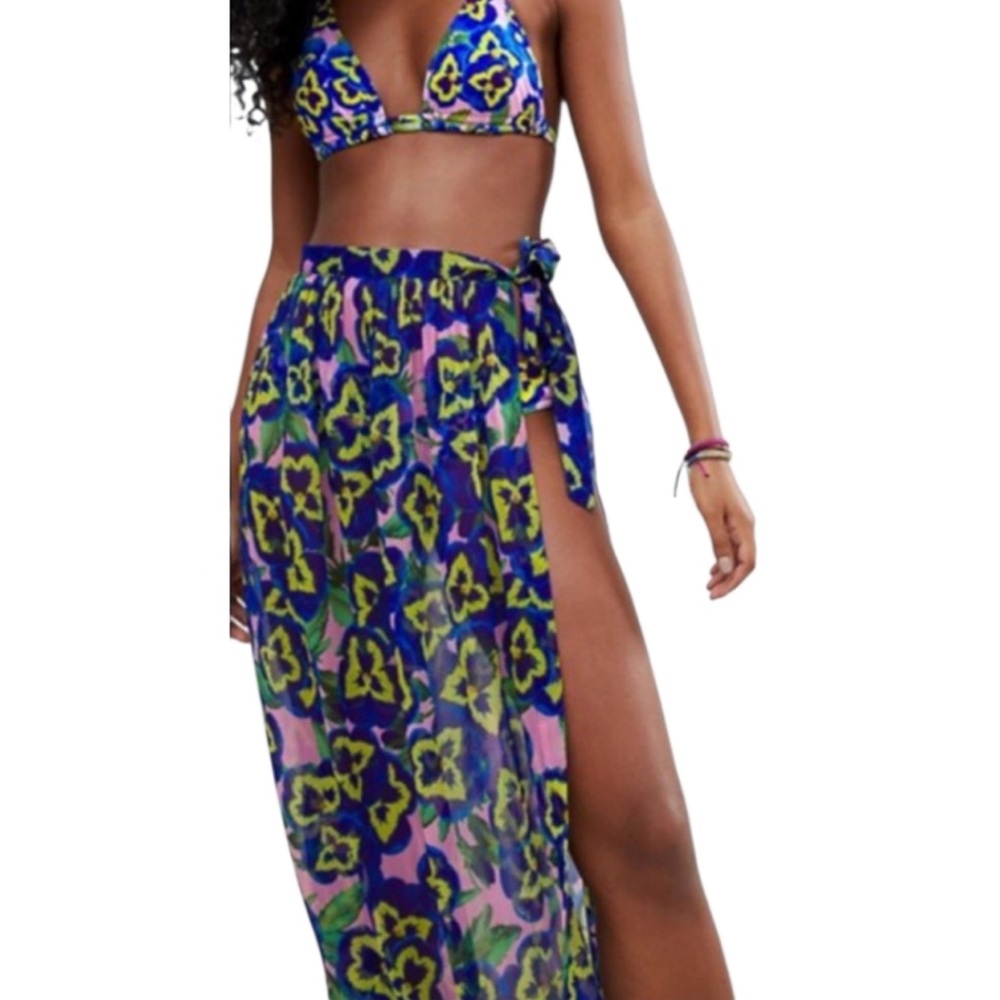 ASOS | Green and Blue Printed Pareo Coverup Sarong Size 0